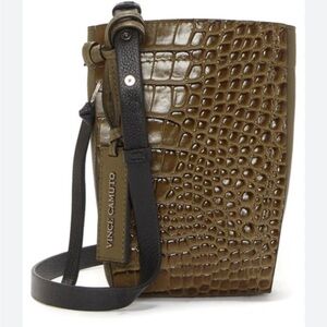 Vince Camuto Mavis Leather Croc Embossed Crossbody Utility Multi